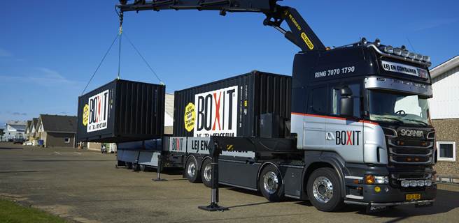 Levering af 2 udlejede 20 fods containere Udlejningscontainere kan aflæsses med kran