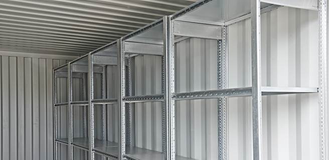Containerreol i stål til leje Stålreol til containere