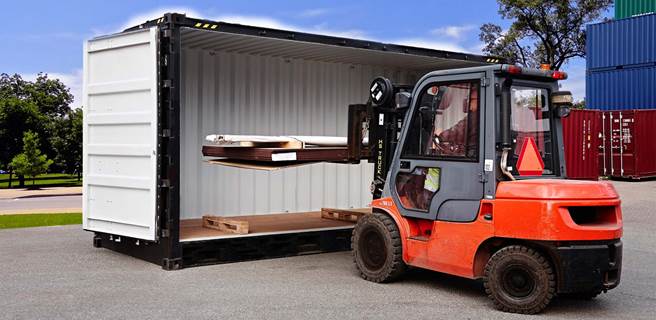 Sidedørscontaineren gør det nemt at opbevare lange materialer Sidedørs containier