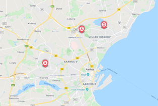 3 BOXIT self storage afdelinger i Århus Kort over BOXIT depotrum til opbevaring i Århus